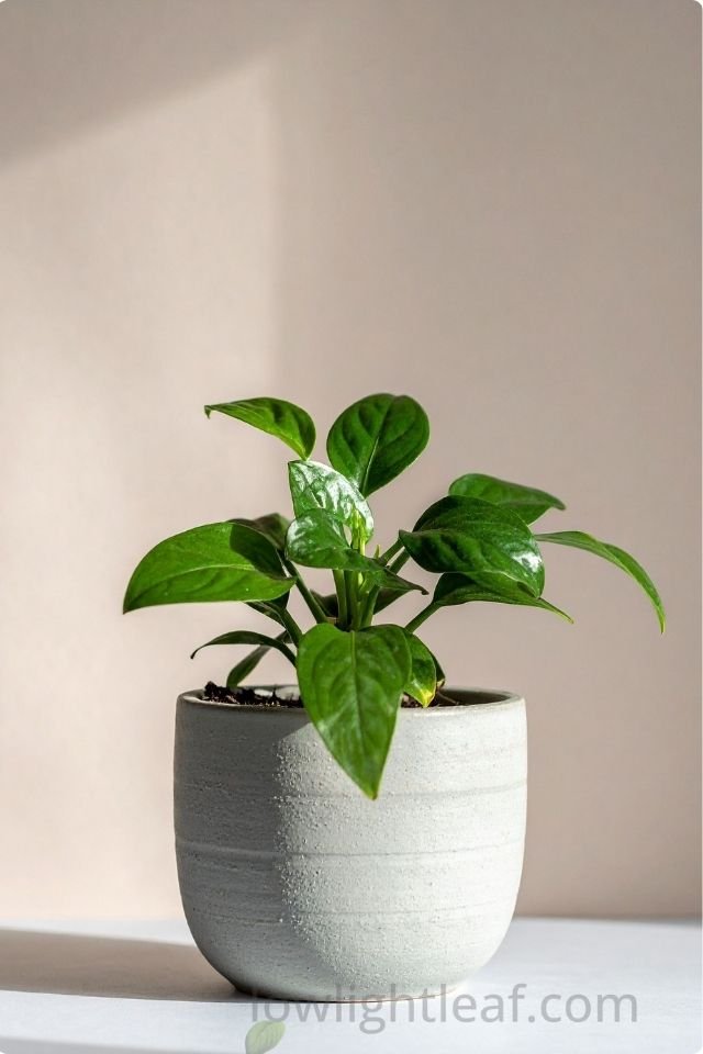 Pothos plant (Devil’s Ivy) trailing beautifully in a low-light indoor Space 